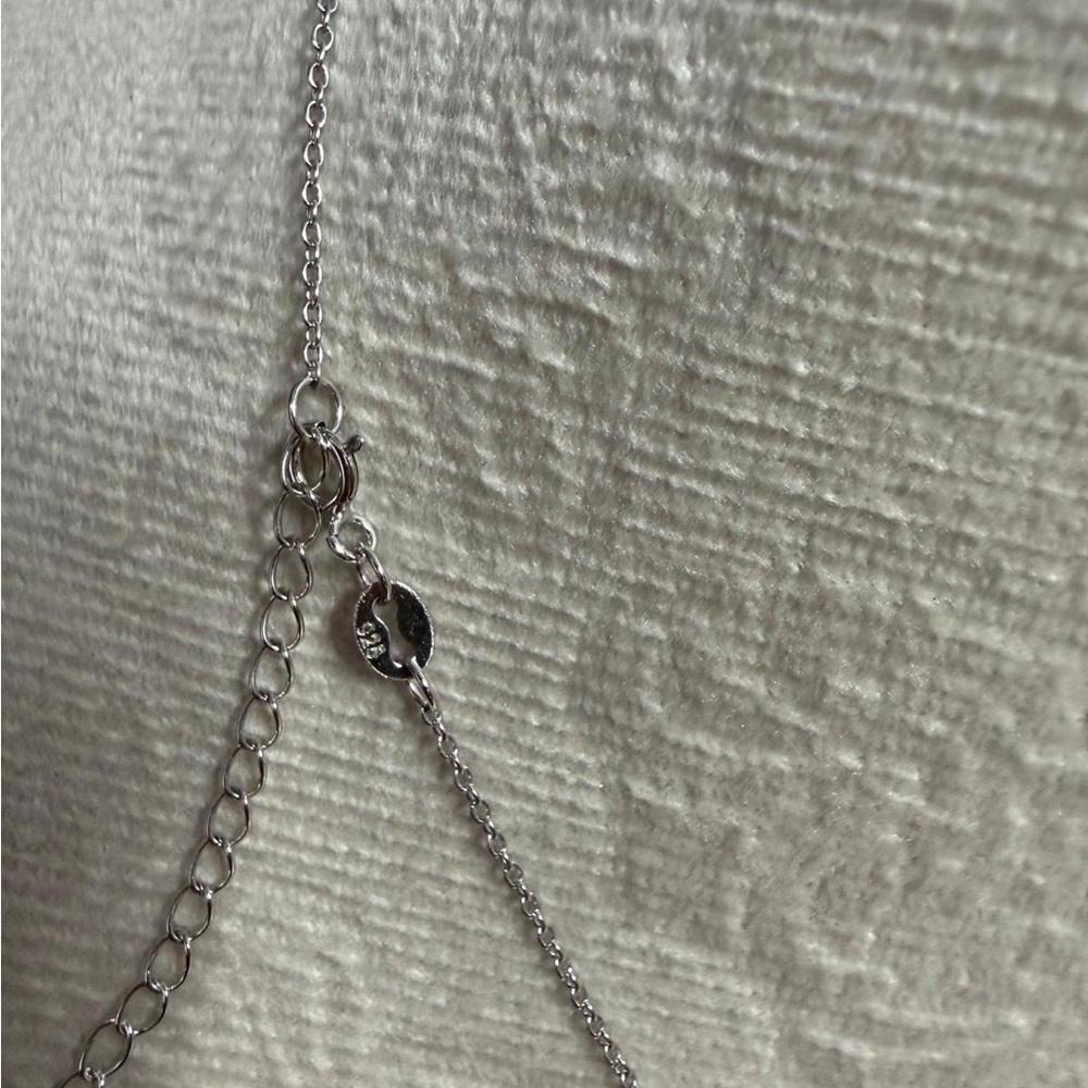 Silver Necklace with Aquamarine Accents - Picture 3 of 3